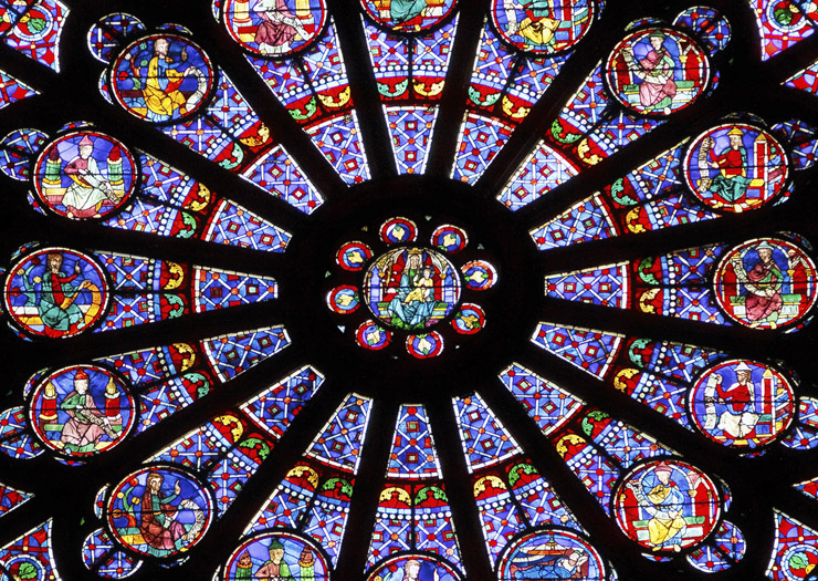 Vitrais em rosácea de Notre Dame
