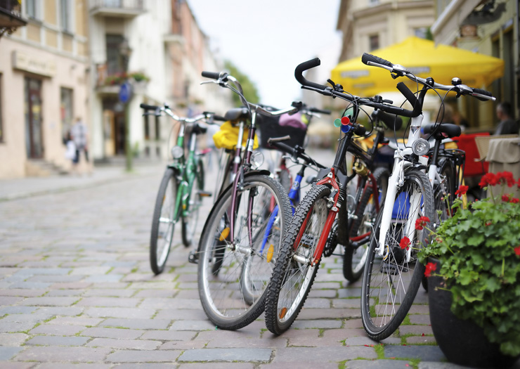 Bicicletas estacionadas em Aveiro