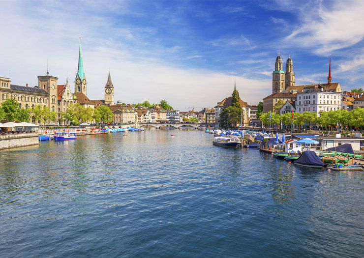 Lago e cidade de Zurique
