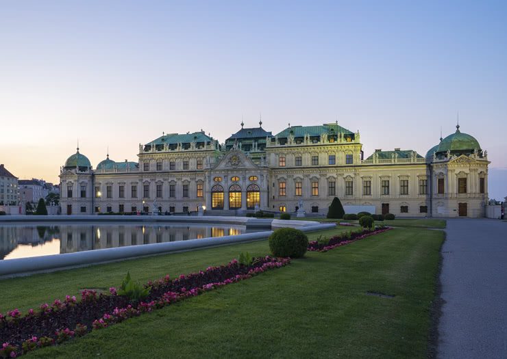 Jardim e palácio do museu de arte Belvedere