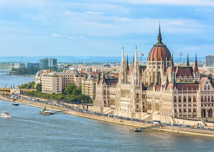 Vista do parlamento da cidade de Budapeste, Hungria